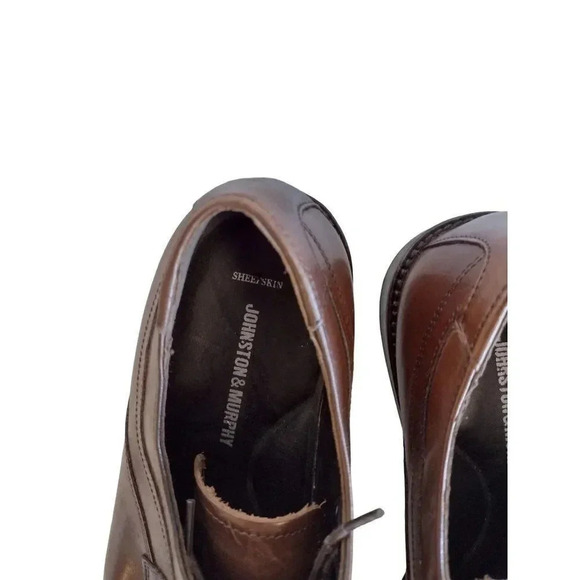 Johnston & Murphy Sheep Skin Brown Men's 12 M Lace Up Shoes Semi-Pointed Lace-Up - Picture 4 of 13
